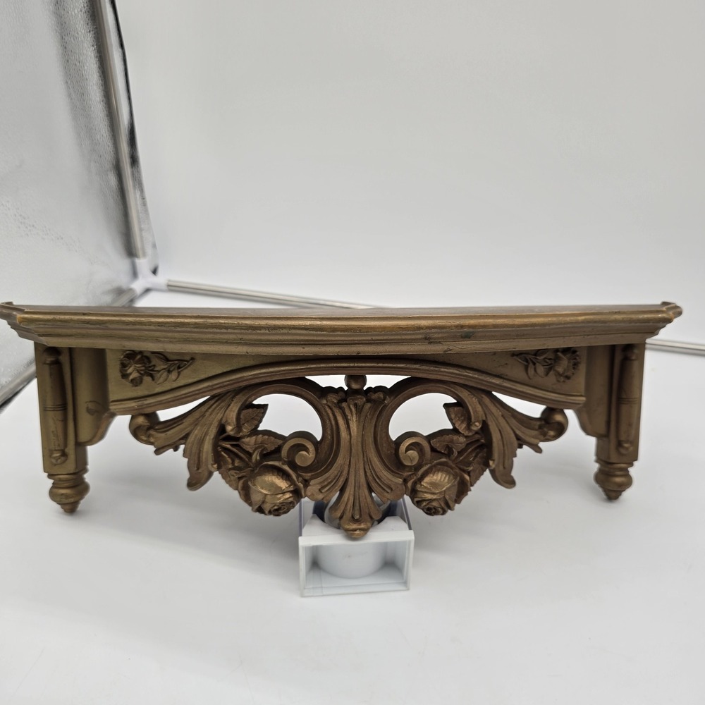 HOMCO 3056 Wall Shelf Home Interiors Gold Colored Scroll Floral Design From 1977